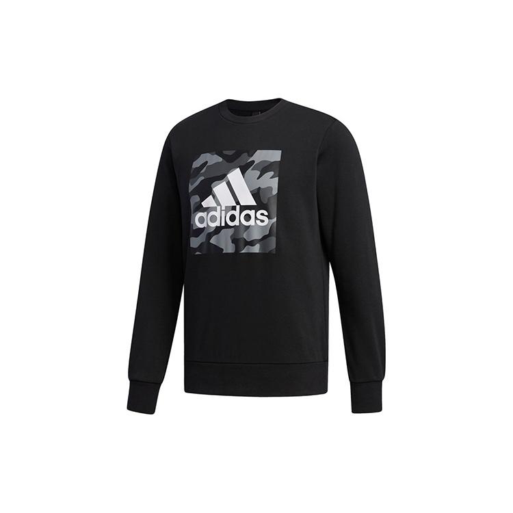 adidas logo Printing Camouflage Loose Sports Round Neck Pullover Black Men s FJ0240 L
