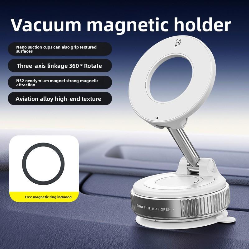 Metal Car Mobile Phone Holder Vacuum Adsorption Magnetic Suction Special Suction Cup for Car Navigation Shockproof Support
