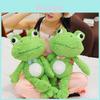 Frog Plush Pillow With Checkered Bow Decor For Kids Bed Room Decor Gift For Girls