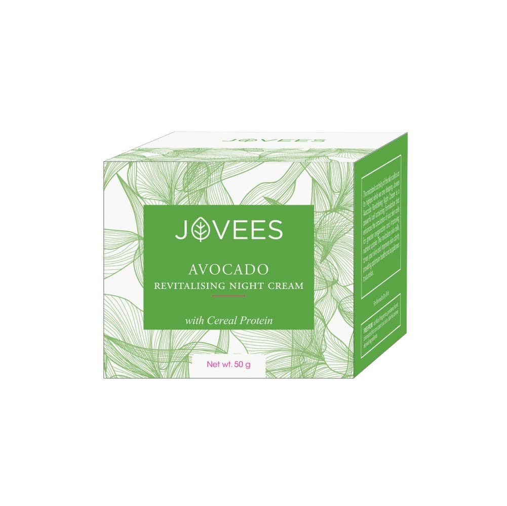 Jovees Herbal Night Cream with Avocado 50 Gm Pack of 1 for Younger Glowing Hydrated Skin Anti-Aging