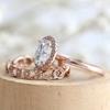 Sale Ladies Fashion 2pcs /Set Rose Gold Color Oval Zircon Inlaid Crystal Ring For Wedding Jewelry Whole Sale