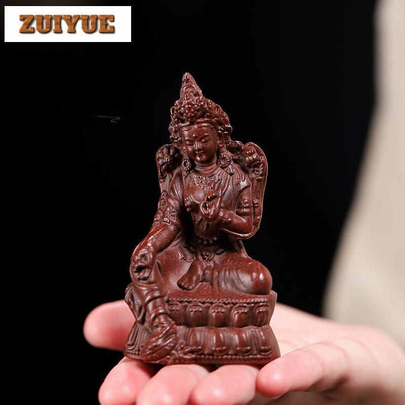 1PCS Boutique Handmade Purple Clay Tea Pet Chinese Tare Buddha Statue Ornaments Tea Figurine Crafts Tea Set Room Decoration Gift