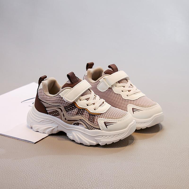 

Модные кроссовки для девочек 2025 весна и осень новые детские мягкие нескользящие кроссовки-папы сетчатые дышащие повседневные туфли 30 коричневый