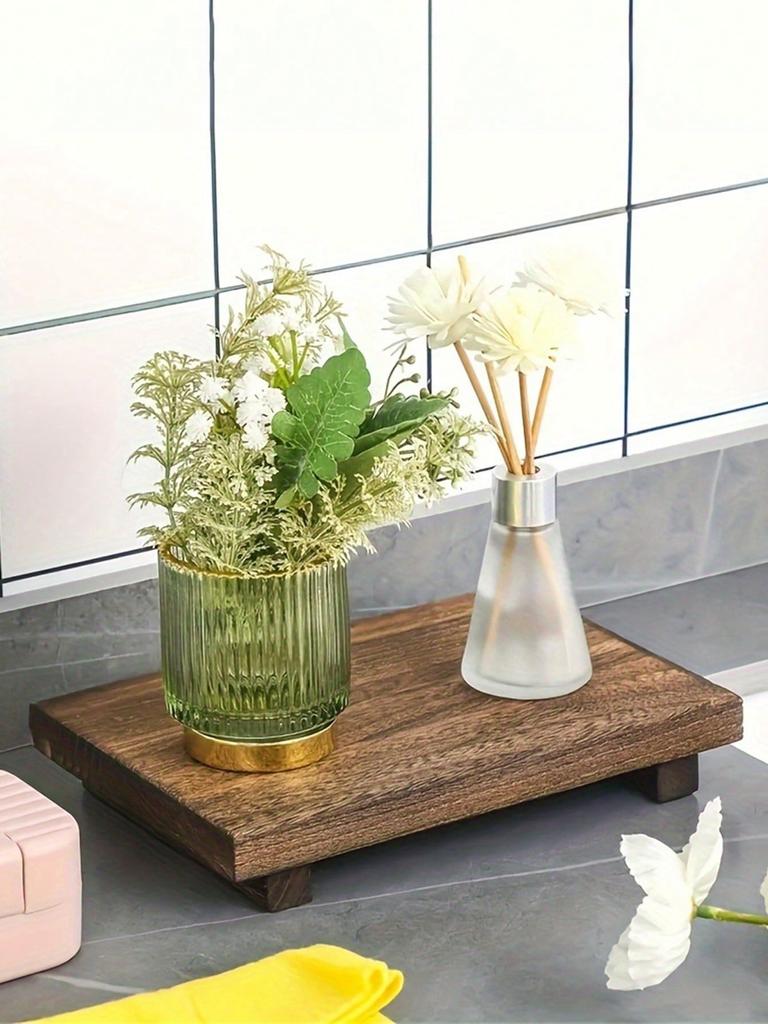 Wooden Vanity Tray, Bathroom Countertop Organizer Display Tray, Handmade With Natural Pattern Design, Suitable For Home Decor,Christmas