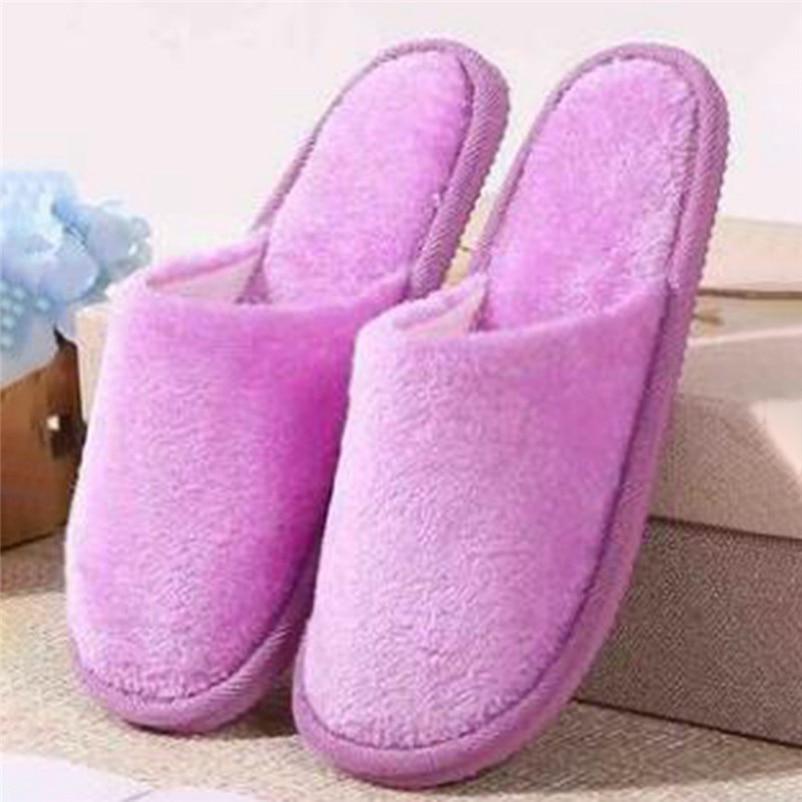 Non-slip Comfortable Winter Couples Solid Color Warm Home Plush Flat Candy Color Slippers