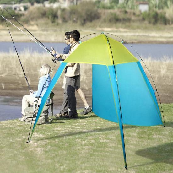 Udendørs baldakintrekanttelt, 3-4 personer UV-beskyttelse Solskærm, Nem opsætning Skyggebaldakin til Strand, Camping, Fiskeri, Picnic