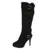 Warm Vintage Women's Knee High Leather Boots Long Mid Calf Heel Flat Shoes Boots Women's over The Knee Wide Calf Boots for Women