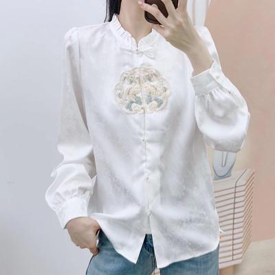 Lente Hanpai Merk Balies Mode Gasdame met Borduurwerk in Chinese Stijl Chinese Stijl Blouse Klein Shirt