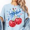 Patriot Coquette Cherry Shirt Comfort Colors® Proud American Girl Tshirt Red White Blue 4th Of July Tee Preppy Summer USA Independence Day