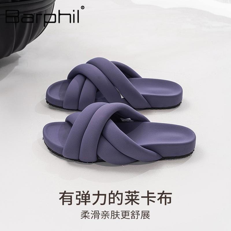 Fashion Fashion Cross Tied Design Brand Slippers Women Comfortable Lightweight Soft Flat Slippers Summer Open Toe Non-slip Beach Shoes