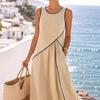 Women's Summer Maxi Dress Short Sleeve V Neck A Line Swing Dress Casual Beach Vacation Flowy Sundress with Pockets