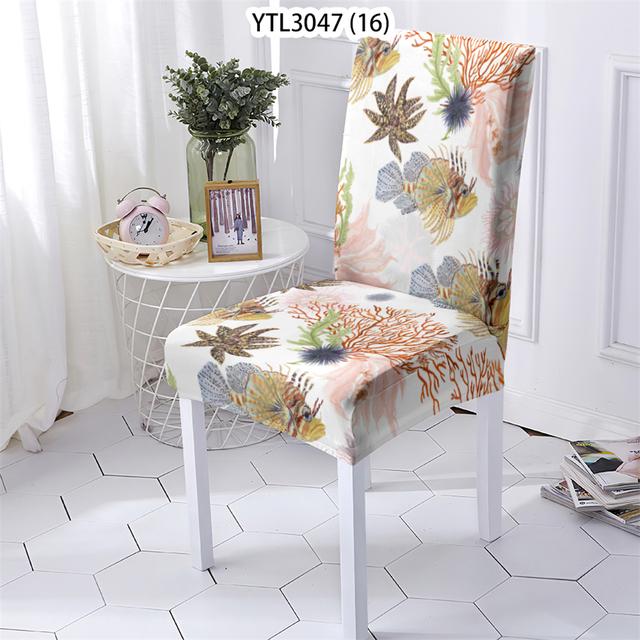 Bürostuhlbezug im Ozean-Tier-Stil, Stretch-Stühle, Küchenstuhlbezug, Pflanzenkorallenmuster, Stuhlbezug für Zuhause
