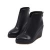 New Autumn Early Winter Shoes Women Ankle Boots Platform Fashion Ladies Wedge Heels 10cm Pure Black White Big Size 42