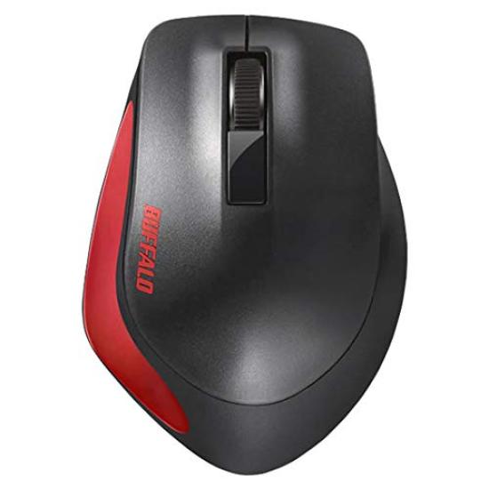 Buffalo Wireless BlueLED 3-Button Premium Fit Mouse, Red