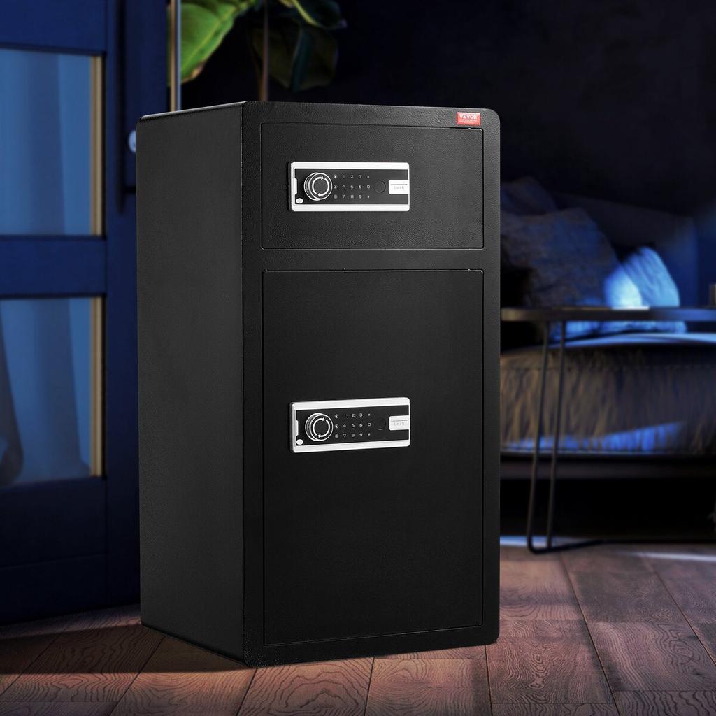 Double Door 7.2 cu.ft Safe Box with Key Lock Password Cabinet Black