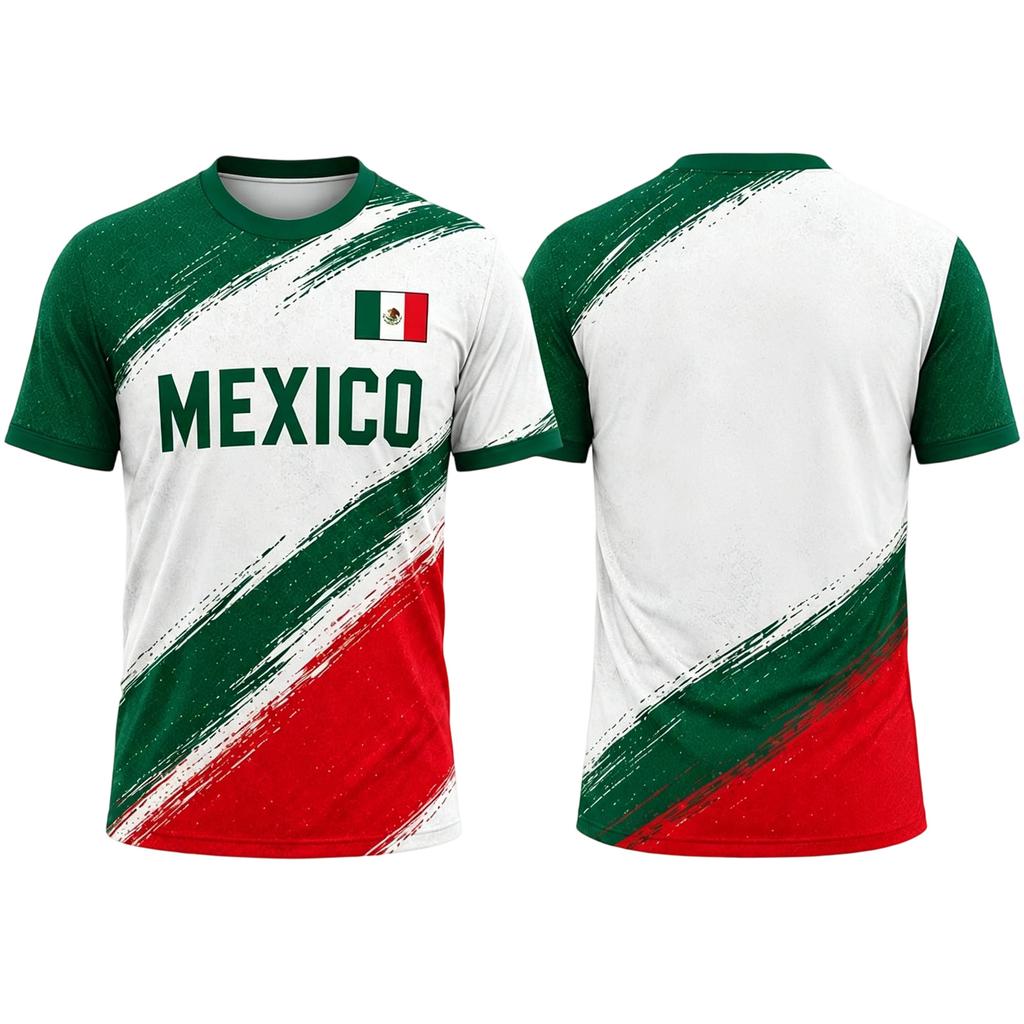Men's Casual Printed Crew Neck Lightweight Breathable Short Sleeve T-Shirt Mexico Letter Design World Cup Style