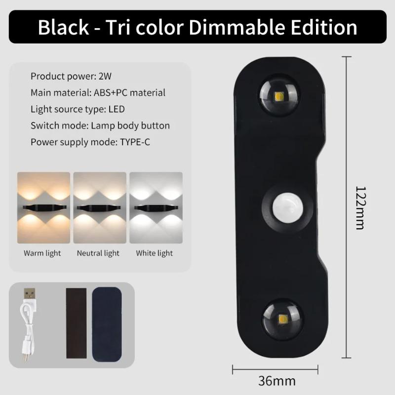 4-Head RGB LED Wall Lamp, Motion Sensor Magnetic Atmosphere Light, USB 5V Rechargeable Gradient Indoor Lighting