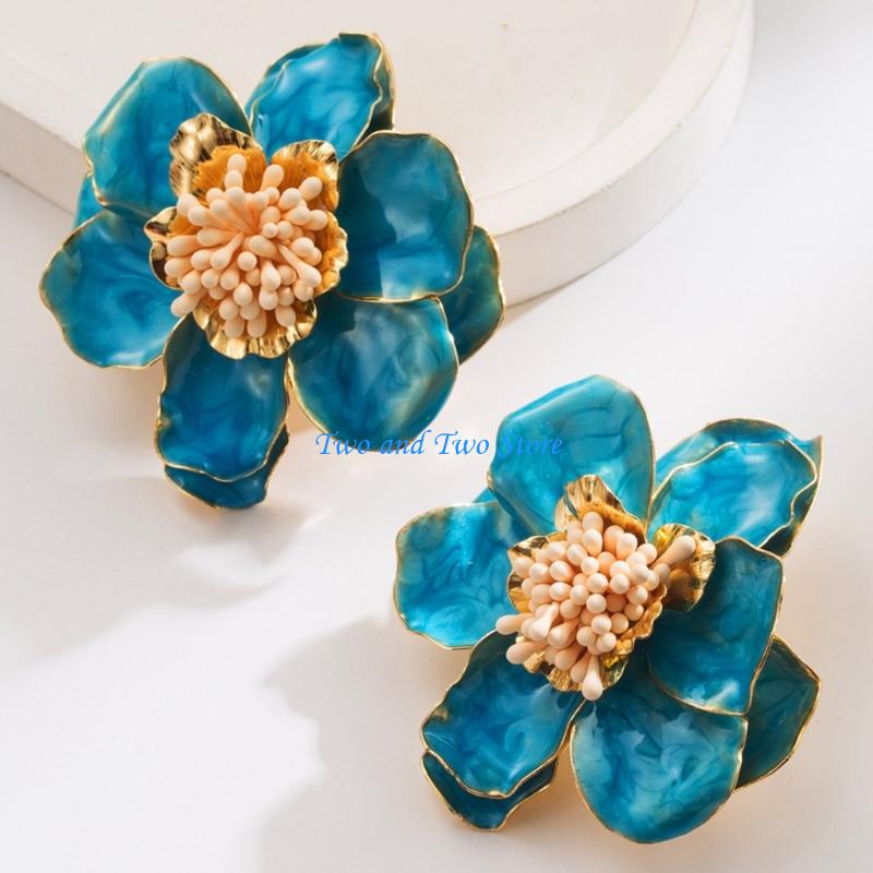 HX6F Sophisticated Camellia Florals Earrings for Trendy and Mature Women Daily Use белый