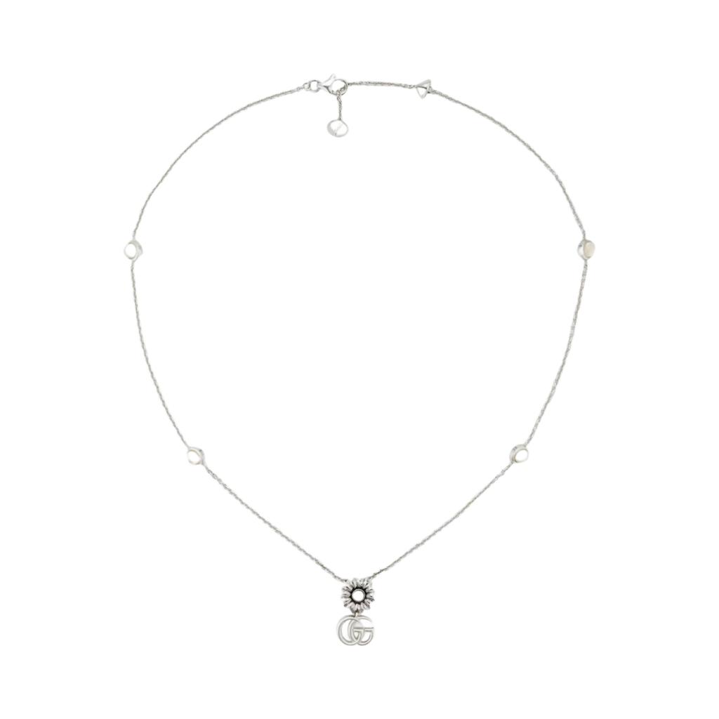 Gucci GG Marmont Series Mother Of Pearl Glossy 925 Silver Crystal Pearl Necklace Unisex necklace 773231-JAAFQ-8135