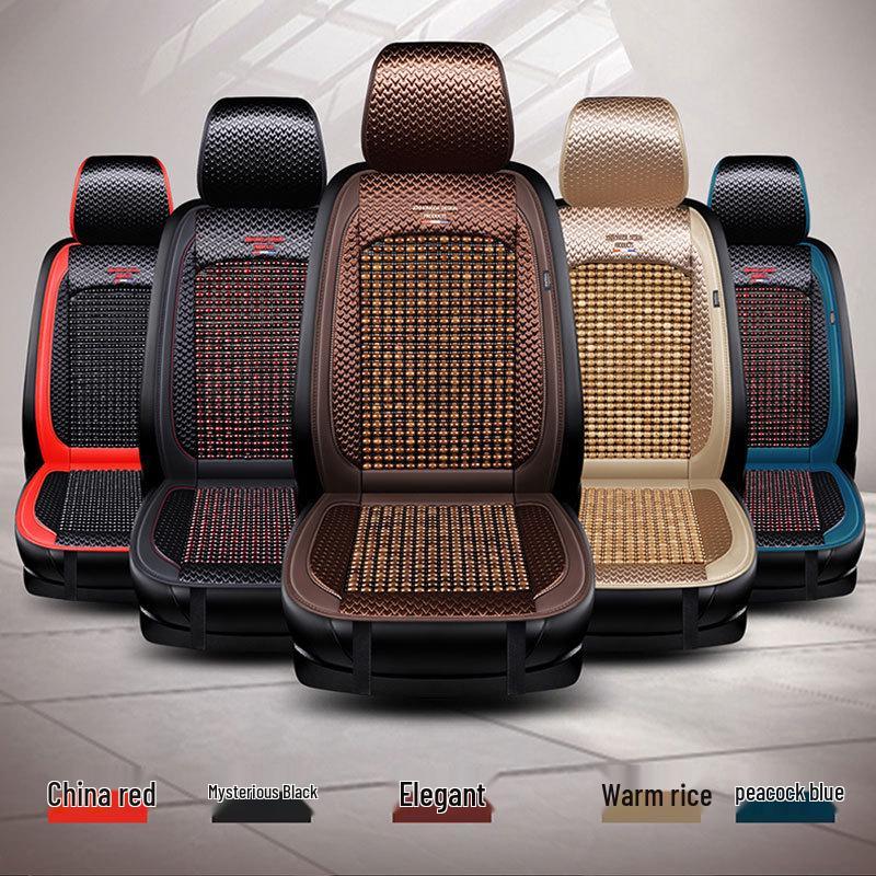 Wood Bead Ventilated Car Seat Cushion with Lumbar Support - Universal Four Seasons Cool Pad