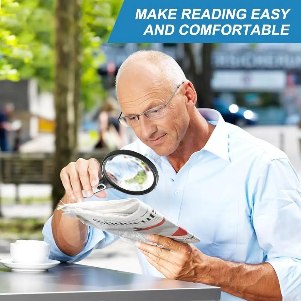 Magnifying Glass With Light, 10x 20x Magnifier With 4pcs Led Lights, Reading Magnifiers For Seniors, Kids, Close Work Assistant