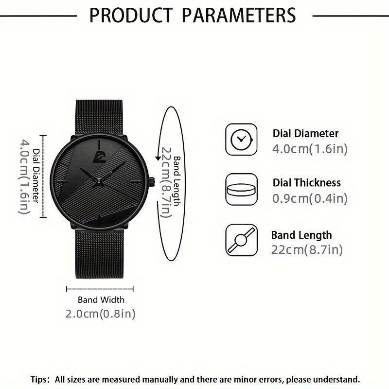 Sada 3 ks, módní pánské jednoduché quartzové hodinky s nerezovým ocelovým řemínkem a černým náhrdelníkem a náramkem, ideální volba pro dárky
