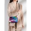 Stylish Colorful Rainbow Patchwork Shoulder Bag With Chain Strap For Women
