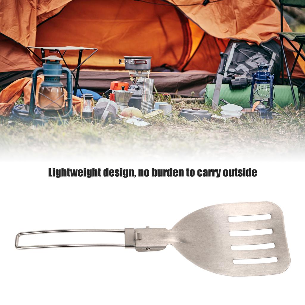 Edelstahl Klappspatel Riegeldesign Leicht Tragbar Klappbarer Essensspatel für Outdoor Camping Kochspatel