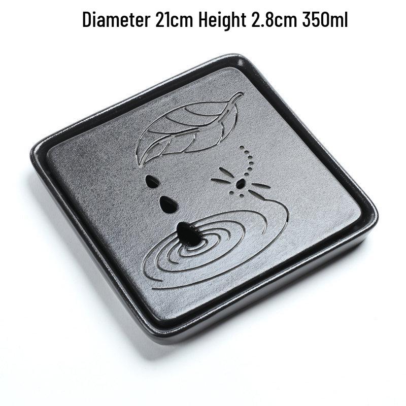 Ceramic Gongfu Tea Tray with Water Storage - Small Round Table for Home Use