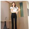 Women's Spring/Autumn Black High-Waisted Elastic Slimming Bell-Bottom Micro-Flare Pants