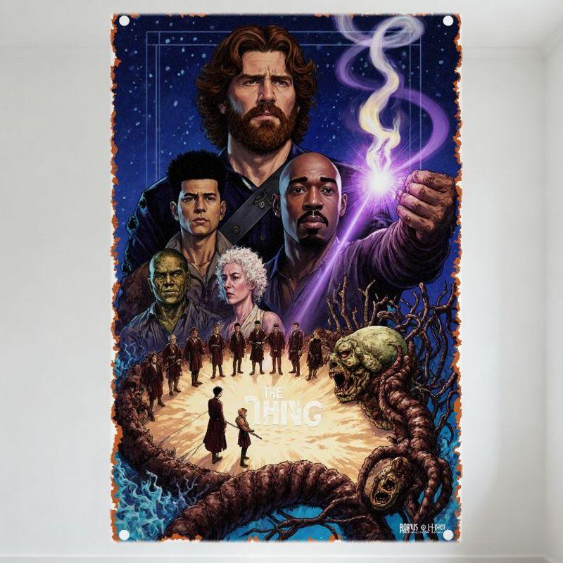 The Thing 1982 Movie Vintage Metal Tin Sign Horror Sci-Fi Comic Book Style Poster Wall Decor for Man Cave Home Bar Club Cafe Dec