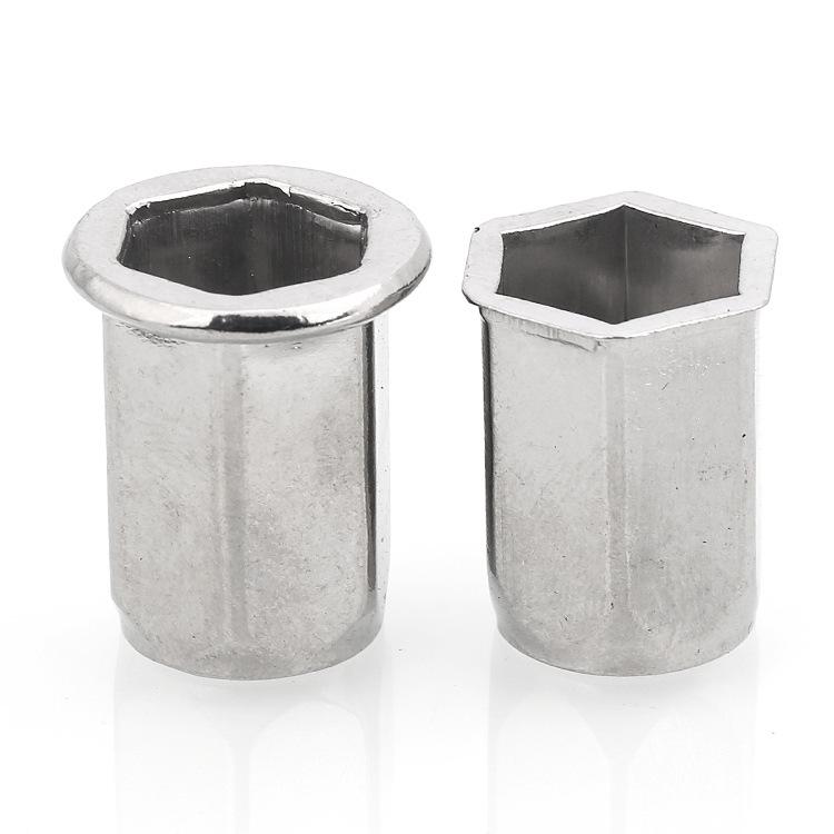 304 Stainless Steel Full Hex Rivet Nut with Small Countersunk Flat Head