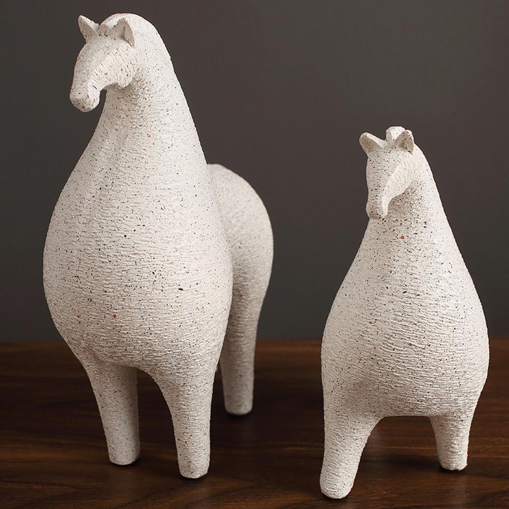 Solid Color Horse Sculpture with Detailed Texture, Handmade Artisan Resin Statue for Elegant Home Desk Decor