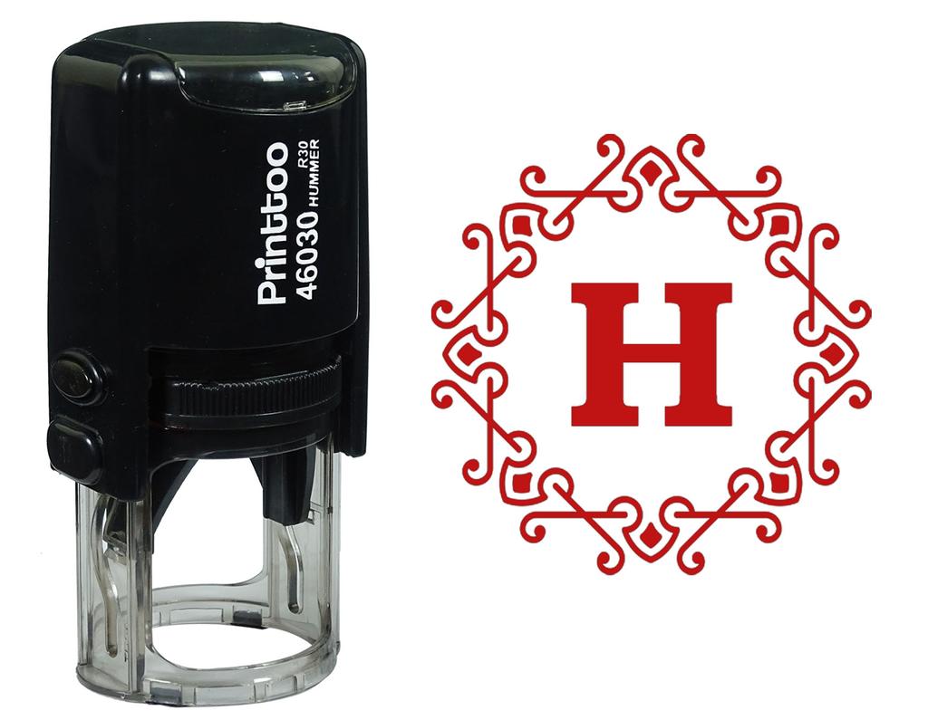 Printtoo Alphabet H Monogram Octagon Celtic Swirl Frame Self Inking Rubber Stamp Office