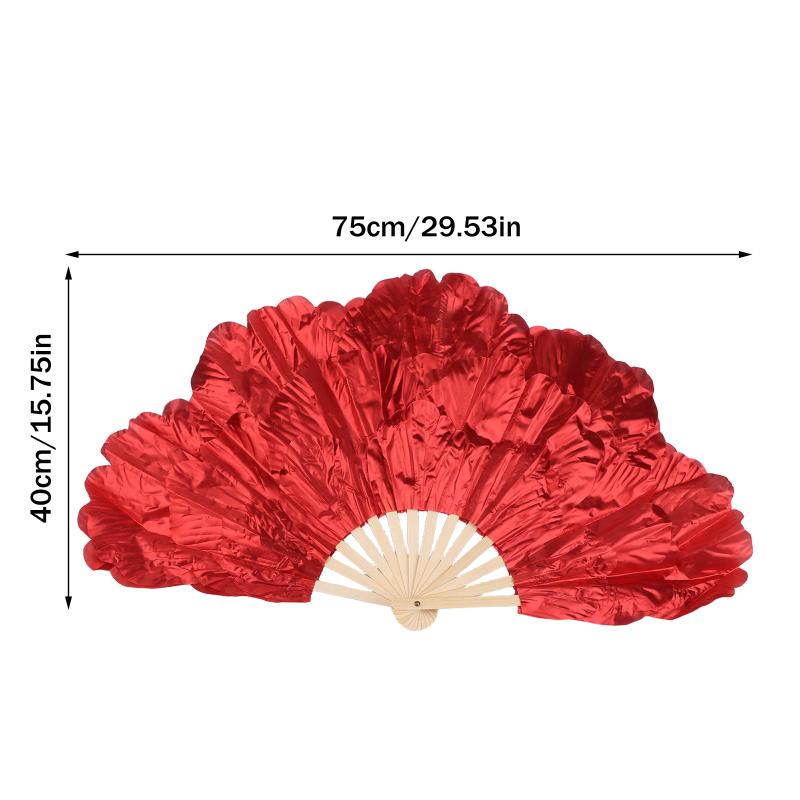 75Cm Peony Petal Dancing Fan Bright Cloth Double Side Yangko Dance Fan Ladies Hanfu Cheongsam Props Folding Hand Fans