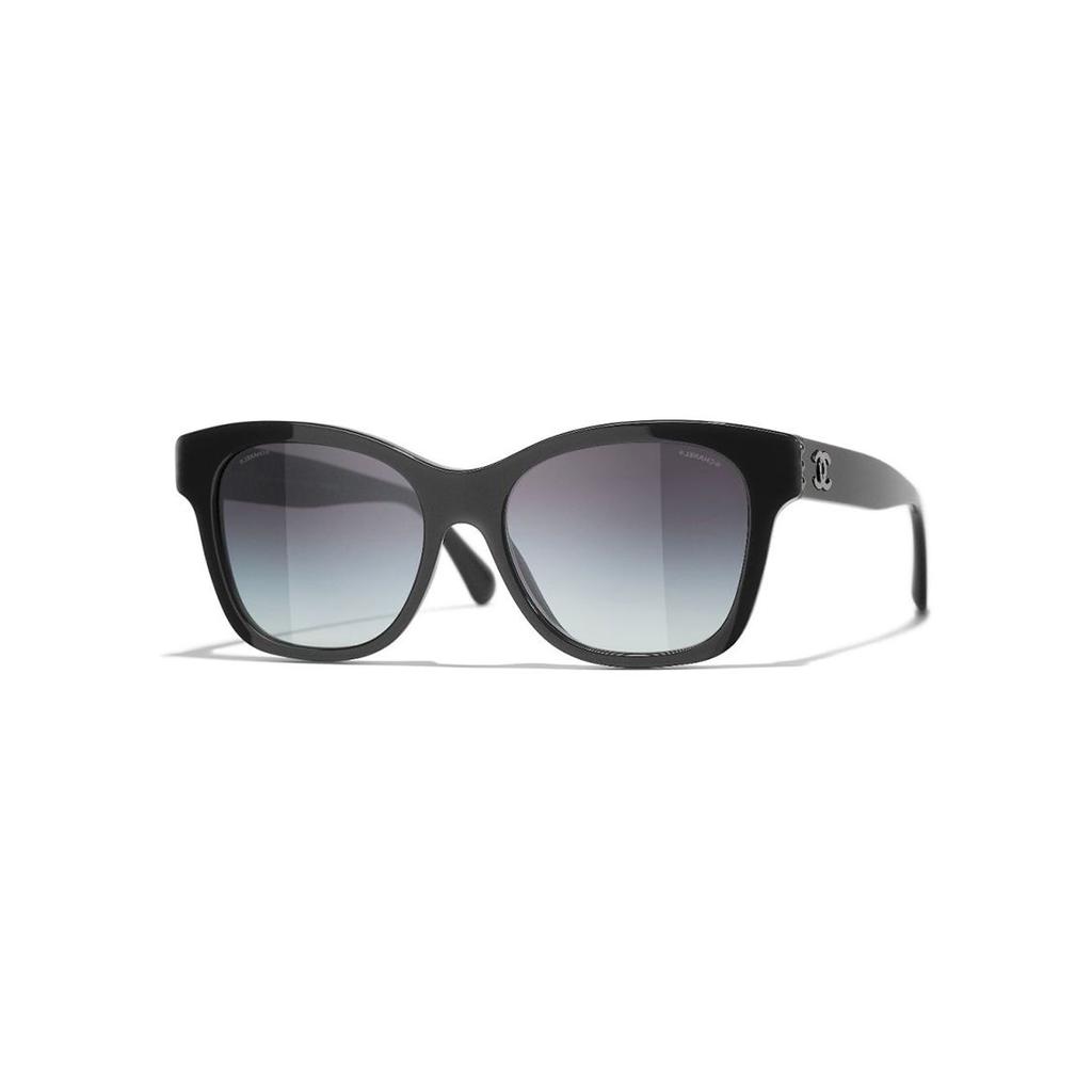 Chanel Vintage Trend Pearl Style Cat Eye Sunglasses Unisex Sunglasses Black CH5482H-1716S6