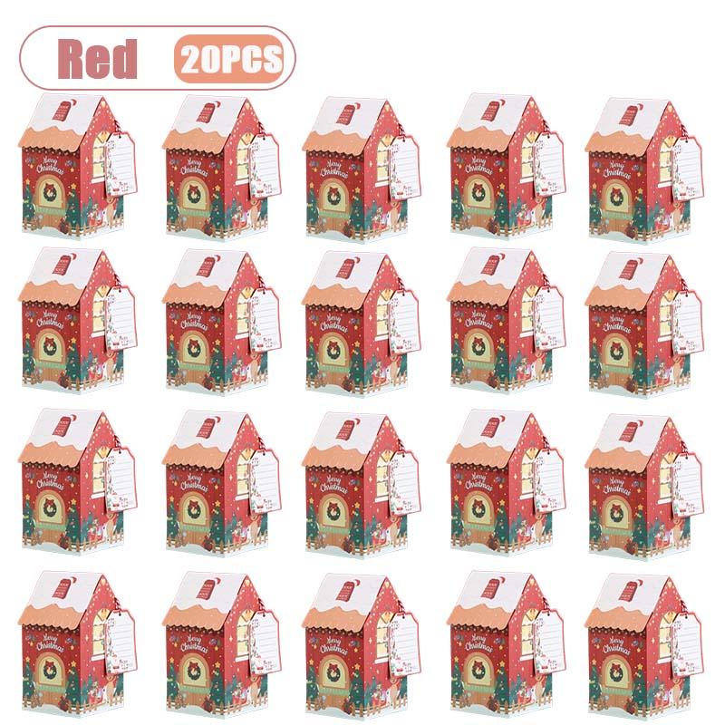 1-40PCS Christmas Cookie Boxes Colorful Gingerbread House Candy Gift Boxes Snowman Mini House Packaging BoxesTreat Boxes