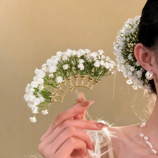 Damen Haarspange Stirnfransen Blumen Design Leicht zu Tragen Haarstab Brüchige Haare Fixierer Dekorativer Braut Haarstab Haar Styling Zubehör