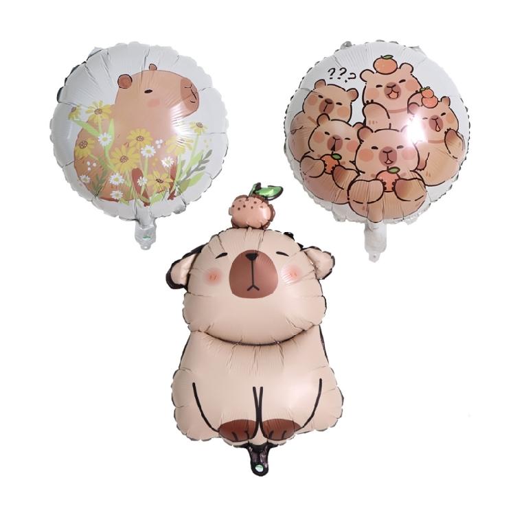 Set Of 5 Capybara Shape Foil Balloons Ideal For Party Decorations With Long Time Use and Vibranted Color
