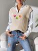 Women's Vest European and American Women's Clothing Spring and Autumn V-neck Simple Vest Hand Crochet Splicing Machine-woven Sweater Vest