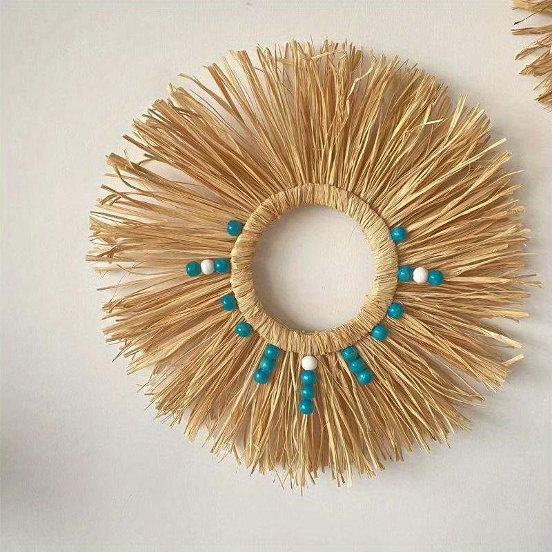 1Pc Raffia Handmade Hanging Ornaments Creative Decoration, for Home Wall Hangings