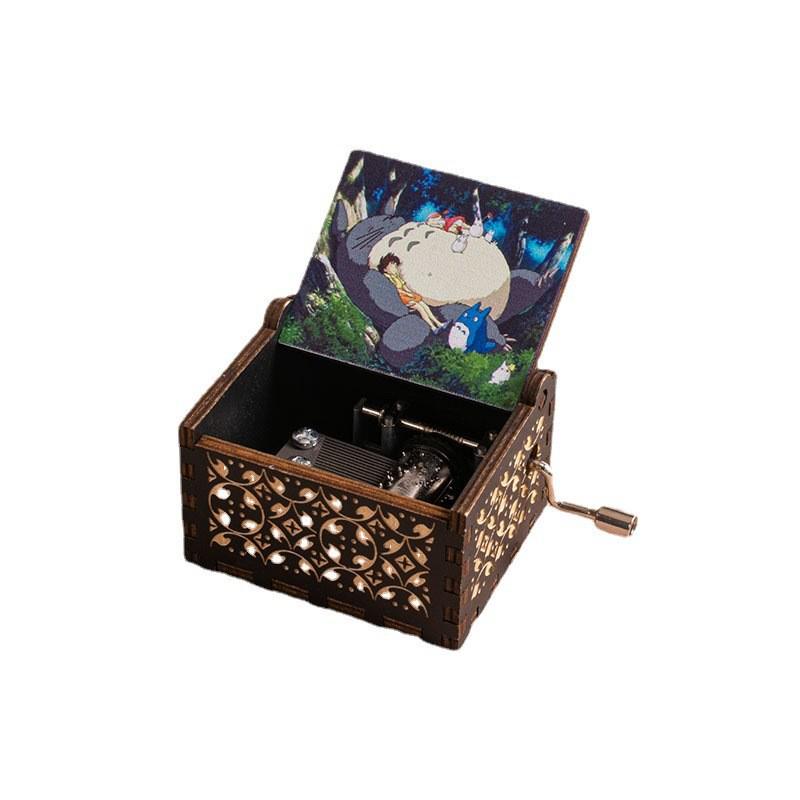 Hayao Miyazaki-Inspired Hand-Cranked Wooden Music Box - Creative Childlike Birthday Gift