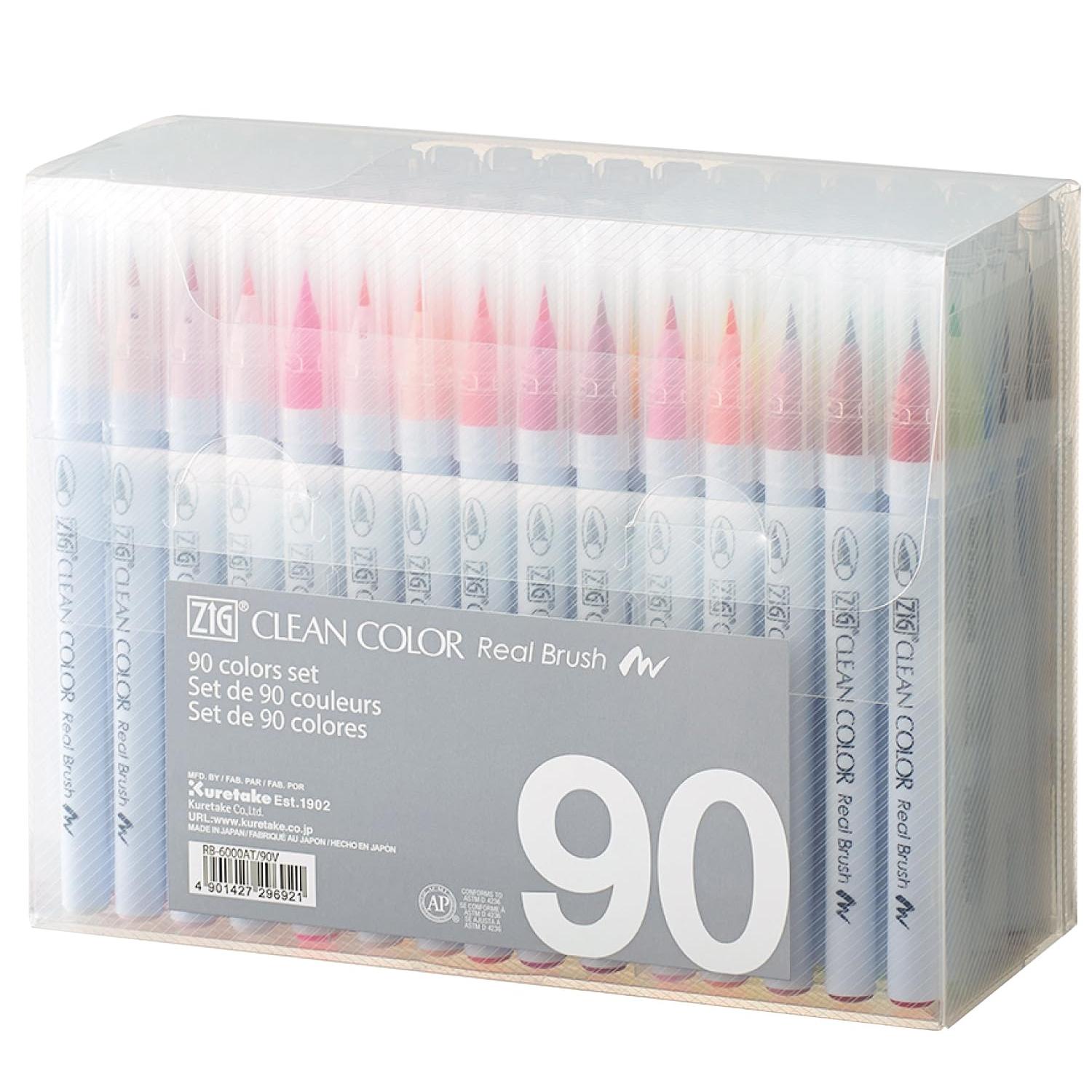 

Ручки-кисти Kuretake Color Brush Pens ZIG Clean Color Real Brush Set - 90 цветов RB-6000AT/90V