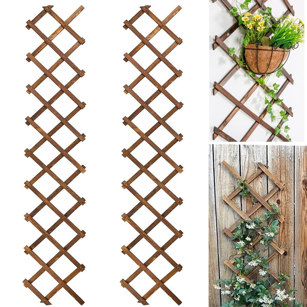 Wooden Lattice Wall 2Pack-Expandable Plant Garden Trellis for Climbing Plants Outdoor Air Plant Vertical Rack Wall Decor for Roo