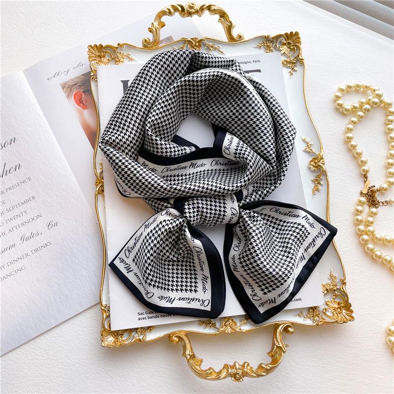 Women Luxury Design Print Silk Ribbon Female Foulard Floral Headband Neck Tie Bag Suit Scarf Hair Band Kerchief Neckerchief
