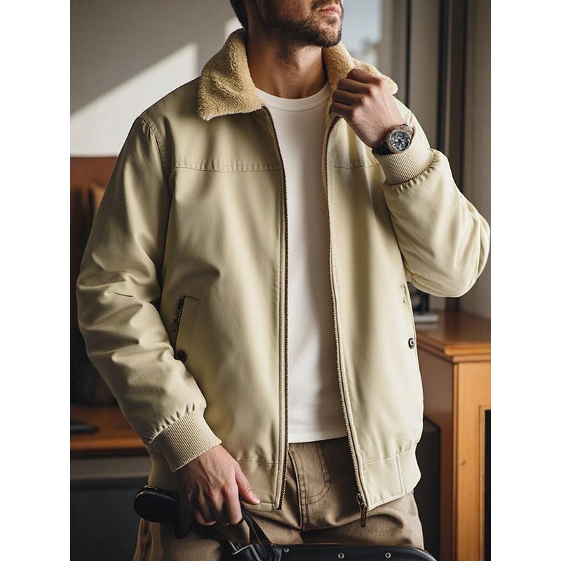 American Retro Heavy-Duty Pure Cotton Fleece-Lined Thick Flight Jacket for Men, Winter Foreign Trade Men's Short Cotton Coat