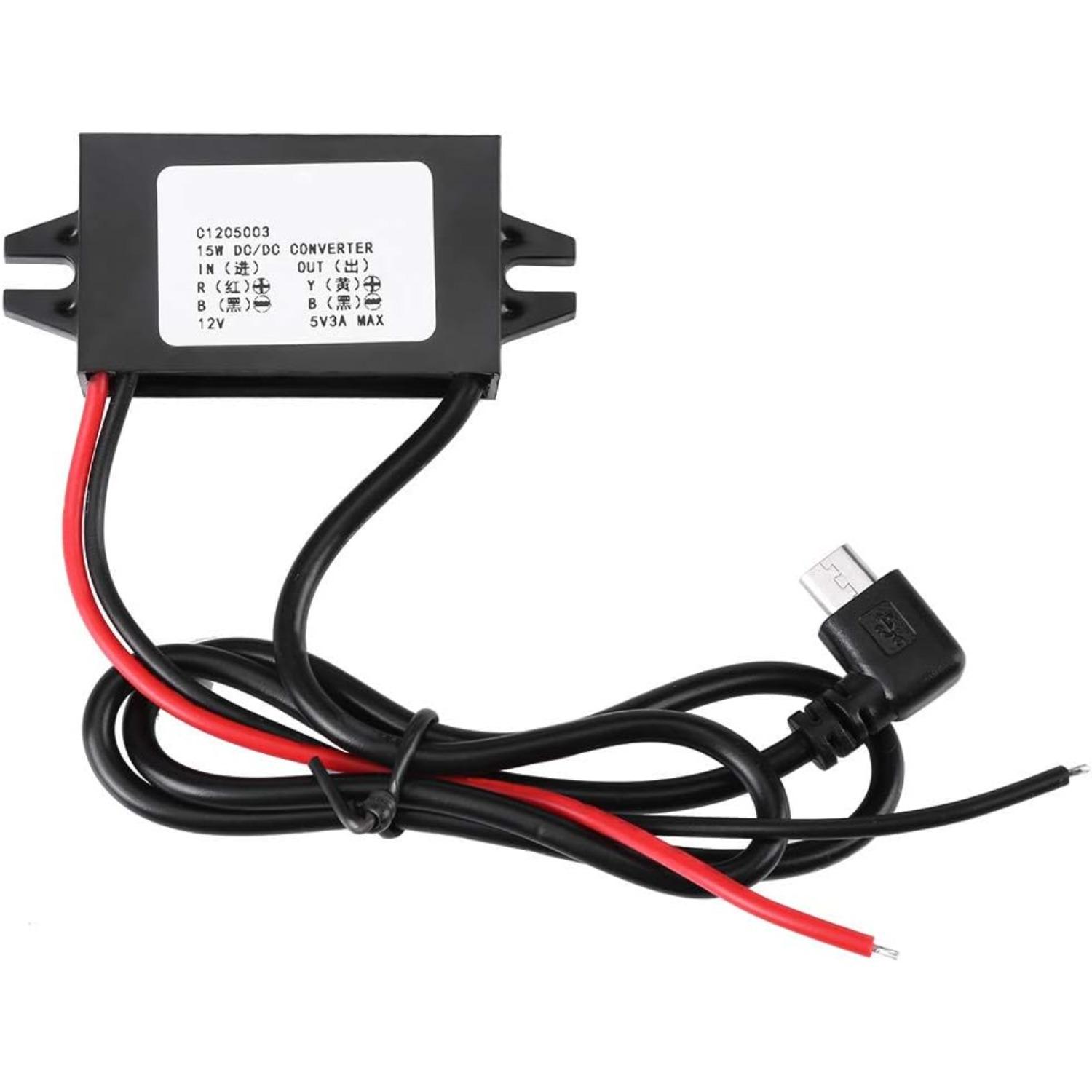 12v to 5v Converter, Buck Module USB Output Power Adapter, 12v to USB Adapter Waterproof Power Converters for Car Smartphone чёрный