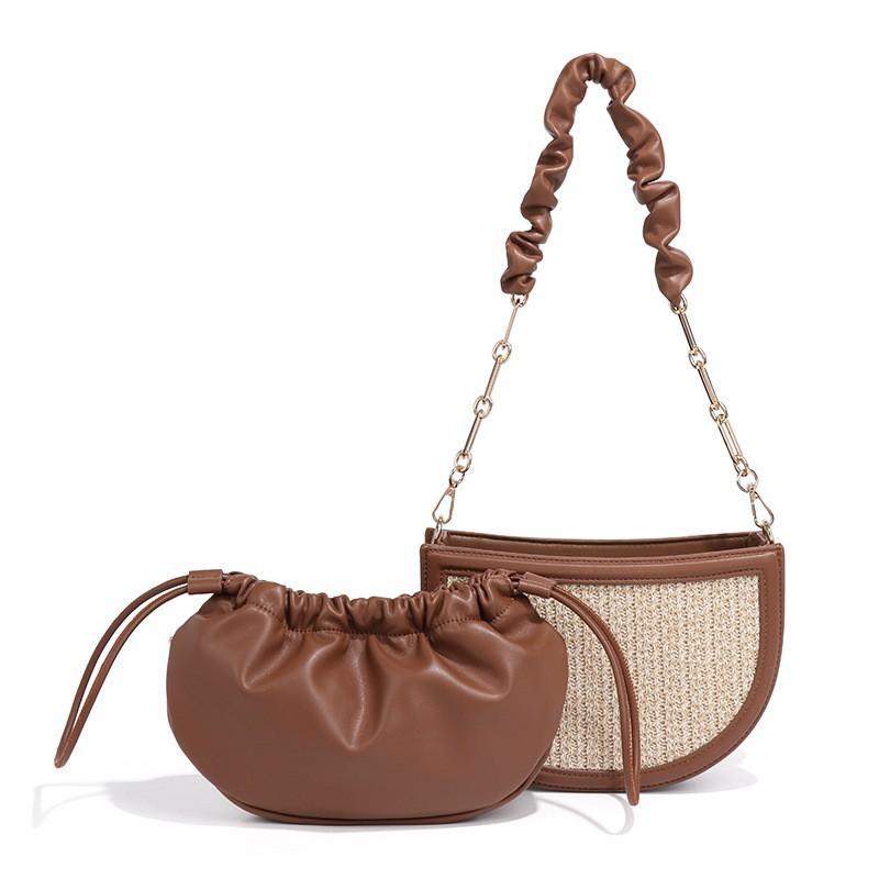 Women s Bag Niche Design Lafite Grass Woven Straw Rattan Vacation One-shoulder Beach