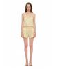 TOOMUCHTAX Lace Trim Slip Shorts Yellow