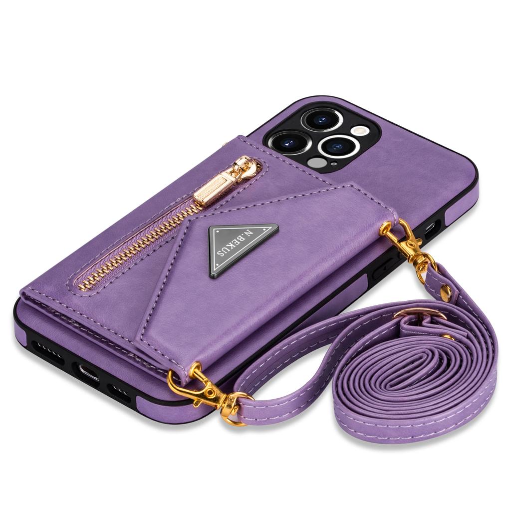 Zipper Crossbody Wallet for IPhone 16 15 14 13 12 Mini 11 XR XS Pro Max 8 Plus Case with Card Holder Lanyard StrapLeather Cover